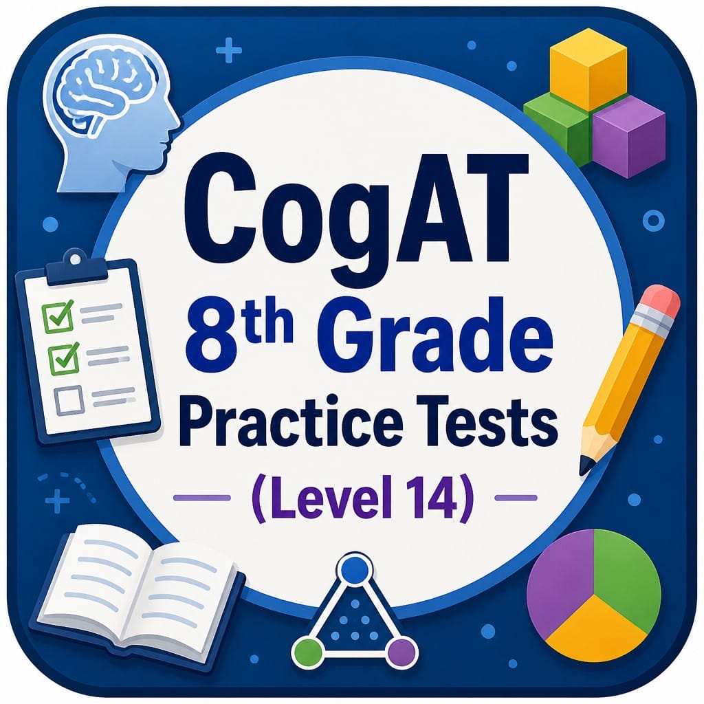 CogAT 8th Grade Practice Tests (Level 14) - Books, Notes, Tests 2026 ...
