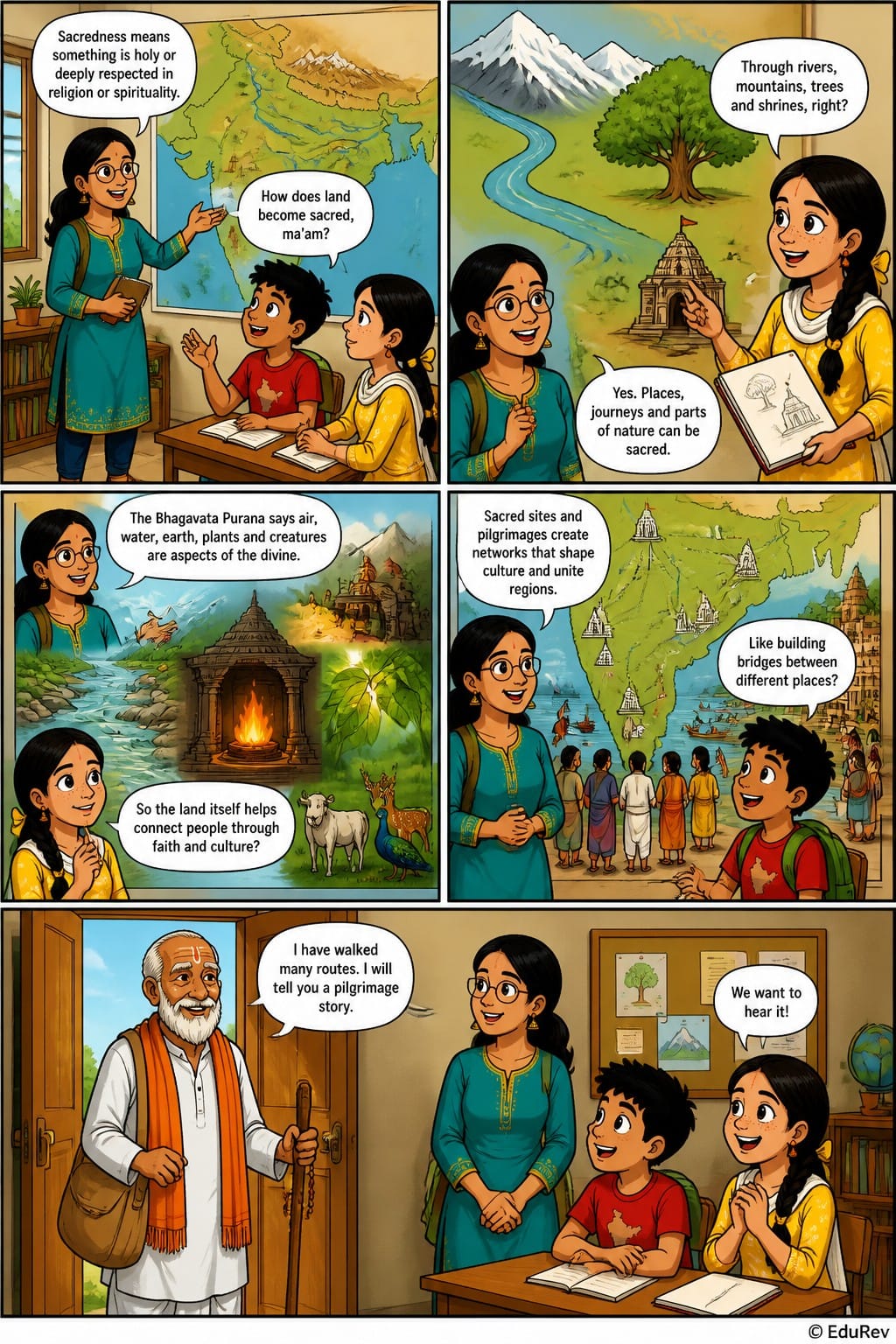 Visual Comic Story How the Land Becomes Sacred - Class 7 SST Through Visual