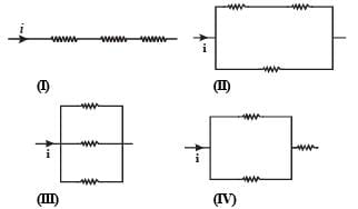 The three resistance of equal value are arranged in the different ...