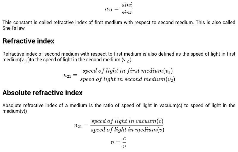 Laws of refraction