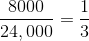 $\frac{8000}{24,000} = \frac{1}{3}$