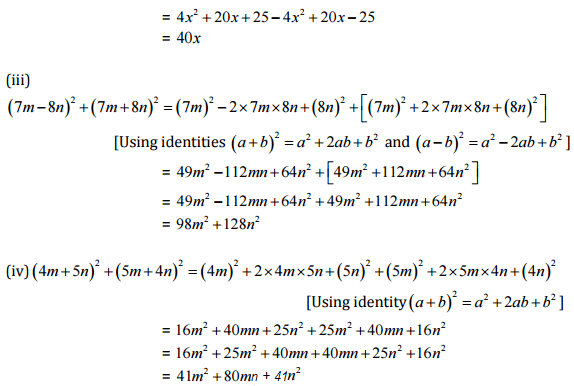 NCERT Solutions for Class 8 Maths - (Ex - 9.4, 9.5) Chapter 9 - Algebraic Expressions,