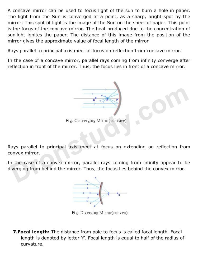 NOTES OF LIGHT CLASS 10