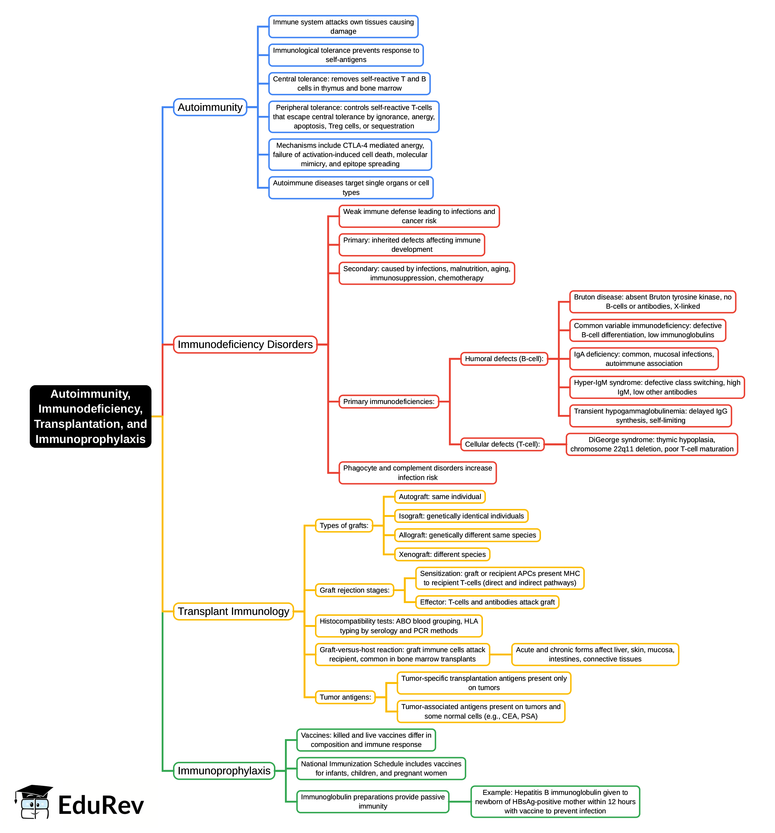 Mind Map: Autoimmunity, Immunodeficiency, Transplantation, and Immunoprophylaxis | Microbiology - NEET PG