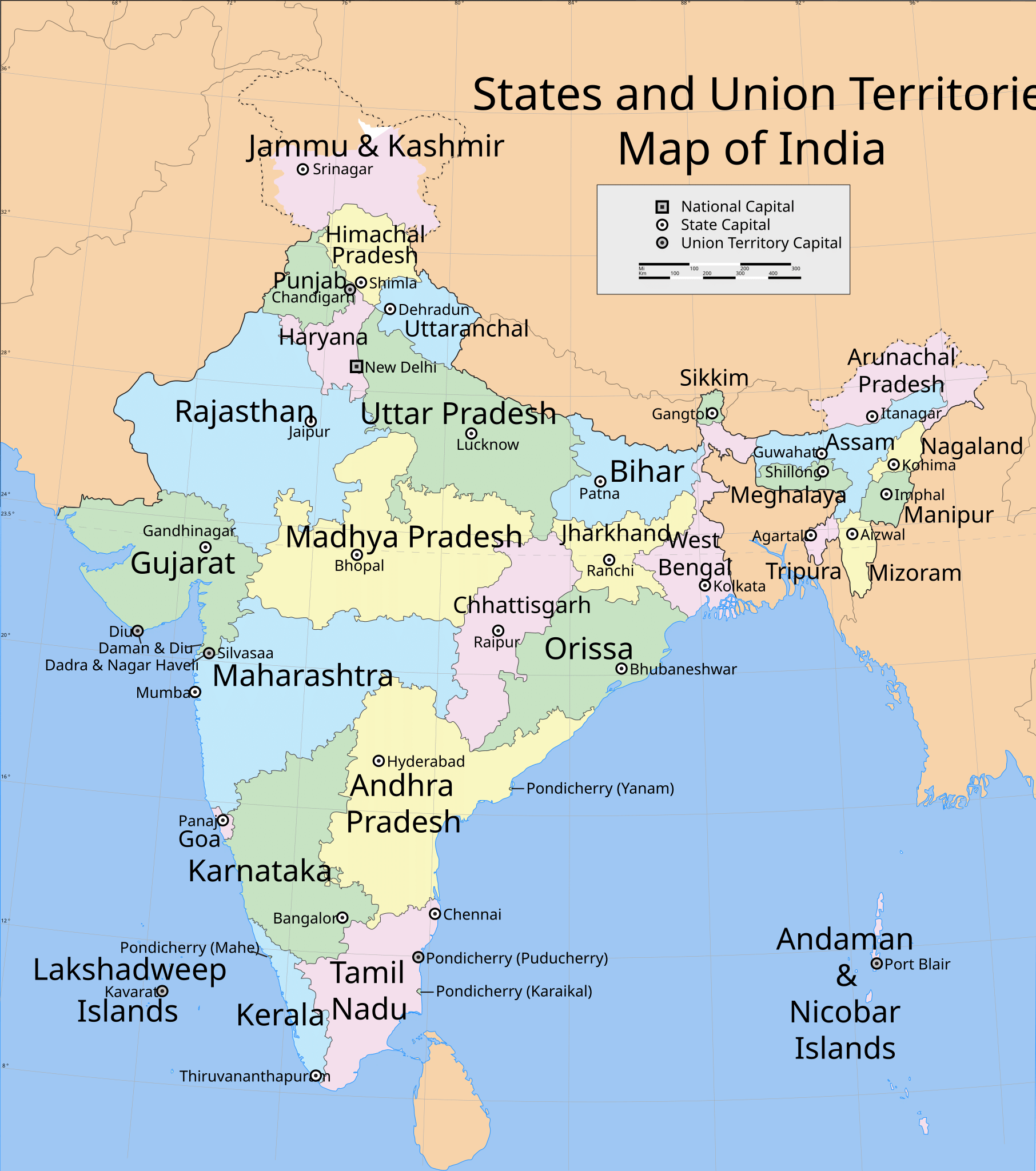 States and Union Territories (UTs) in the Himalayan Region