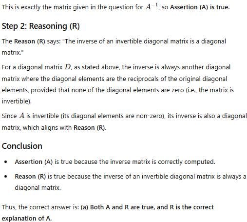 Assertion & Reason Type Questions: Determinants