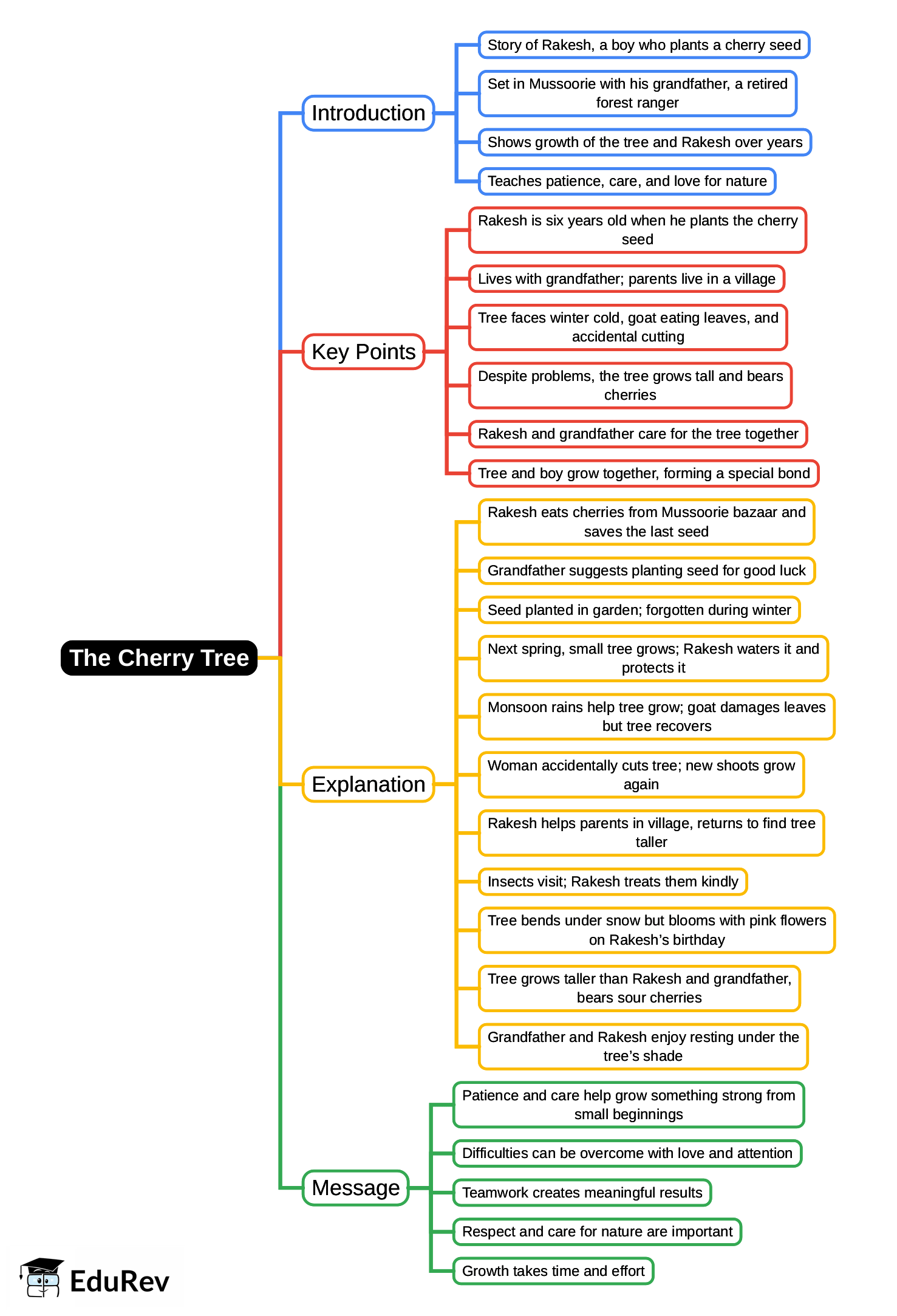 Mind Map: The Cherry Tree | English Class 4 ICSE