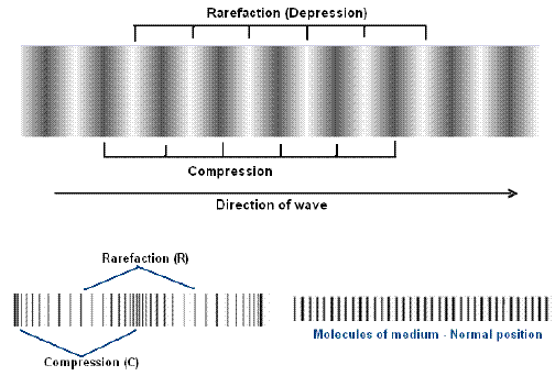 Compression and rarefaction - sound wave- class nine science cbse ncert
