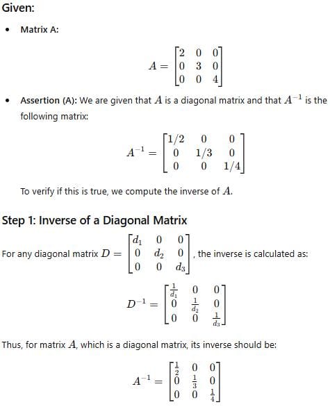 Assertion & Reason Type Questions: Determinants