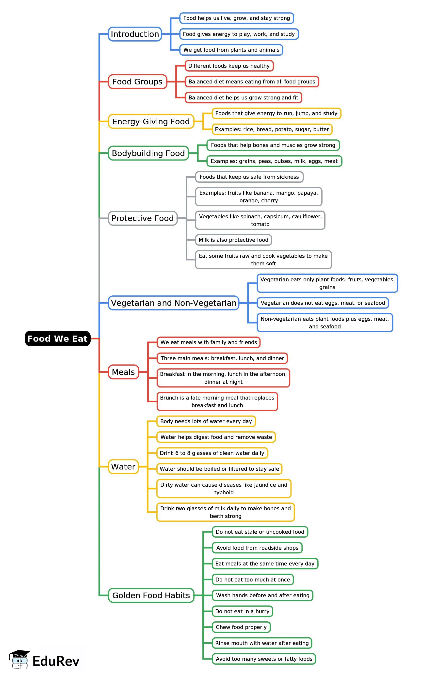 Mind Map: Food We Eat | Environmental Studies Class 1 ICSE