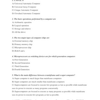 MCQ Computer Fundamentals (With Answer Key) - Class 10 PDF Download