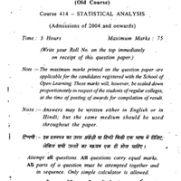 M.com Semester 1 statistical analysis question paper - M Com PDF Download