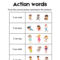 Printable Worksheet: Action Words - English for Class 1 (Mridang) PDF ...