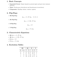 Formula Sheets: Sequential Circuits - Digital Electronics - Electrical ...