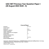 UGC NET Previous Year Question Paper I (30 August 2024 Shift - II ...