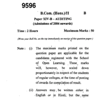 B.com Honors - Auditing - Question paper - B Com PDF Download
