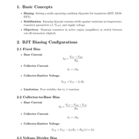 Formula Sheets: Transistor Biasing and Stabilization - Analog and ...