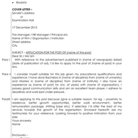 Application for Job - English Class 12 PDF Download