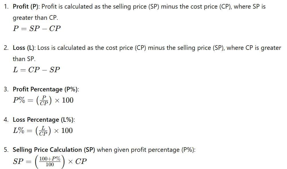 Important Formulas: Profit, Loss, and Discount | Quantitative Aptitude (Quant) - CAT