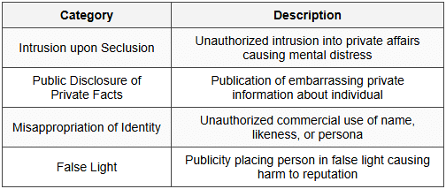 3.2 Privacy Torts Categories