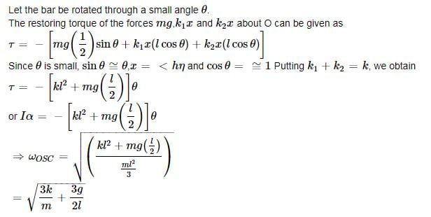 A thin uniform vertical rod of mass m and length I pivotedpoint O is ...
