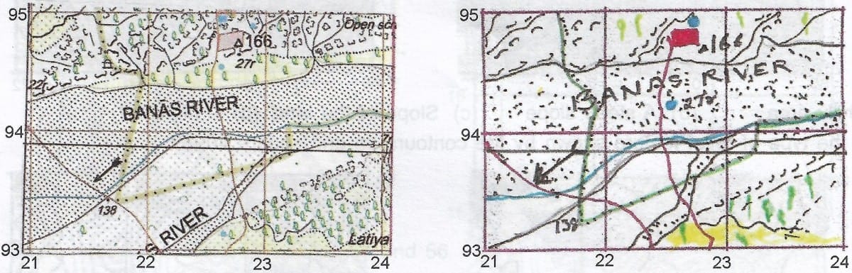 Q21: Give four figure grid reference of the temporary huts