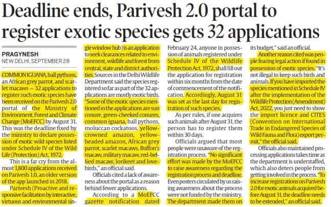 Environment and Ecology - 1 | Current Affairs & Hindu Analysis: Daily, Weekly & Monthly - UPSC
