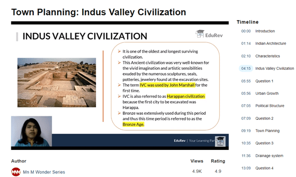 EduRev videos with Timeline & In-text questions