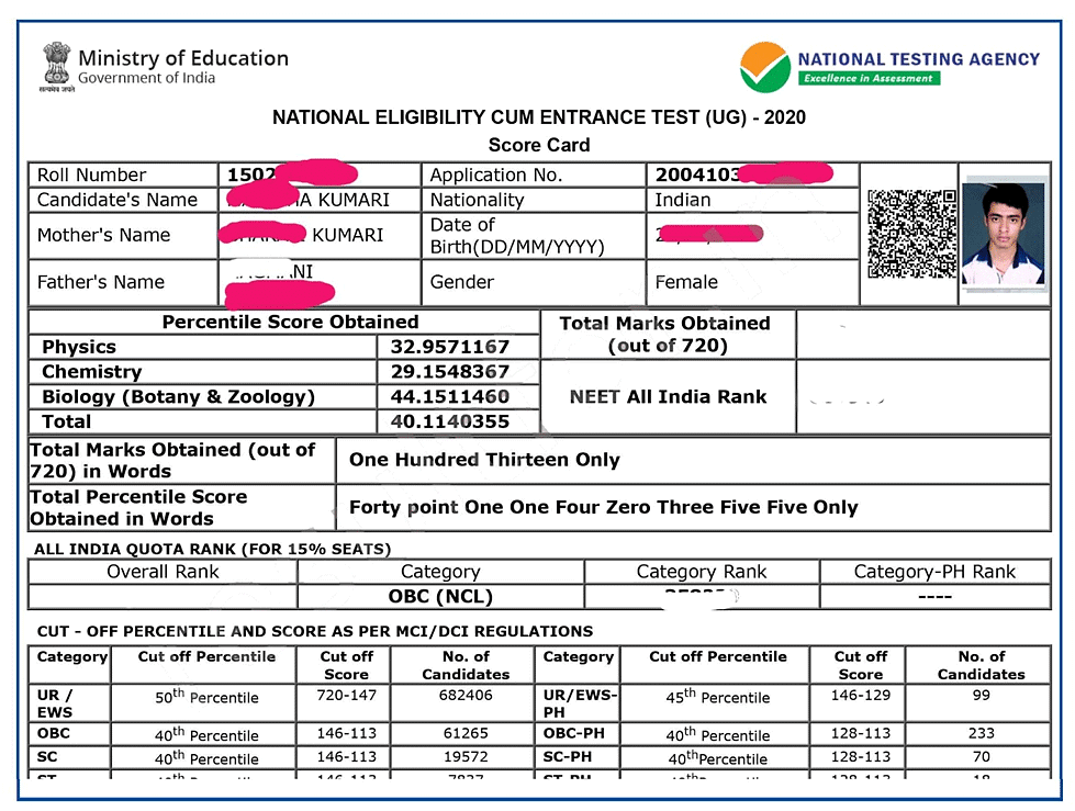 NEET Result 2024 - Scorecard Download