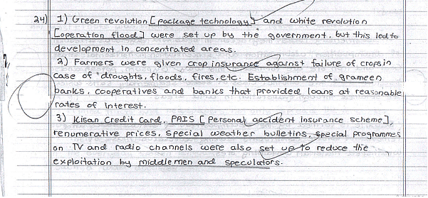 Part of Topper Answer Sheet