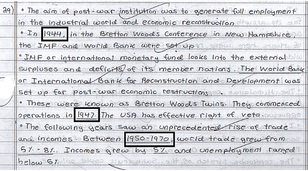 Part of Topper Answer Sheet