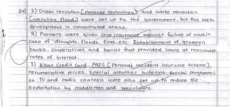 Part of Topper`s Answer sheet