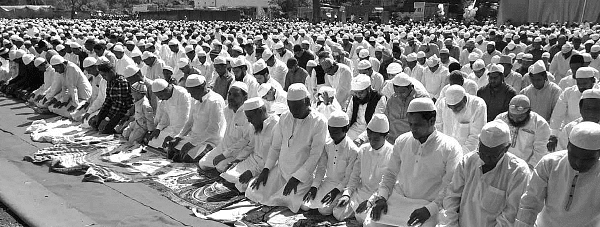 Muslims offering Namaz at a mosque in Rourkela, Odisha
