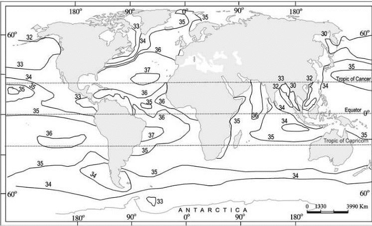 Surface Salinity of World Oceans
