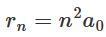 Radii of hydrogen atom orbits