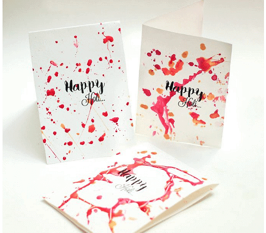 Craft Ideas: Colorful Paint Splatter cards for Holi | Hands on Art & Craft - Class 1