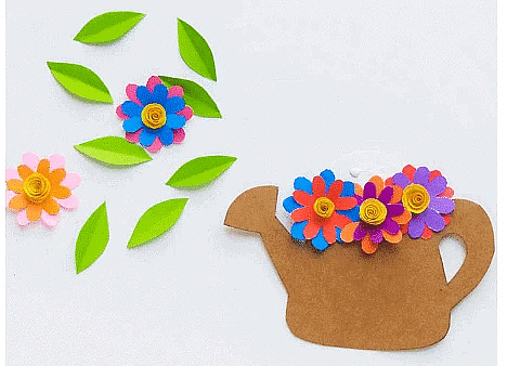 Craft Ideas: Spring Flowers in a Watering Can Paper Craft | Hands on Art & Craft - Class 1