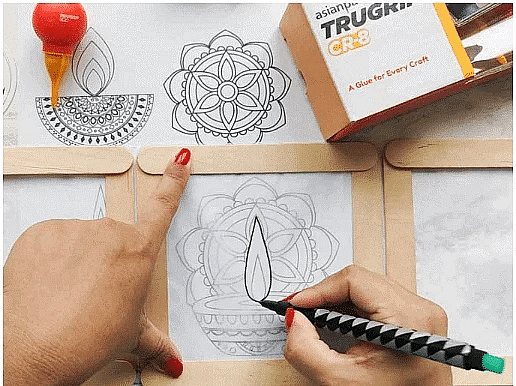 Craft Ideas: Diwali Popsicle Stick Lanterns | Hands on Art & Craft - Class 1