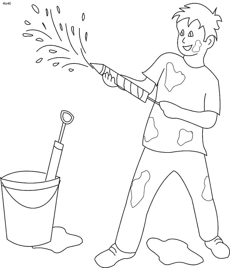 Printable Worksheet: Holi - 4 | Hands on Art & Craft - Class 1