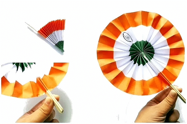 Craft Ideas: Indian Flag Fan | Hands on Art & Craft - Class 1