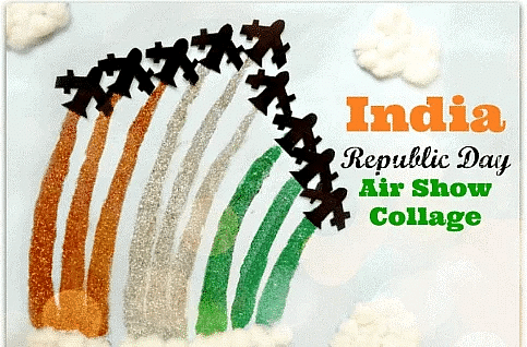 Craft Ideas: India Republic Day Air Show Collage Craft | Hands on Art & Craft - Class 1