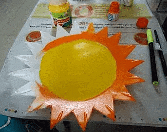 Craft Ideas: Thermocol Styrofoam Plate Sun | Hands on Art & Craft - Class 1