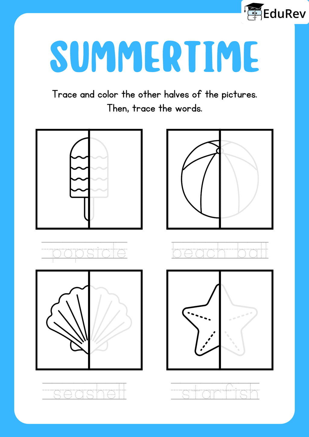Visual Worksheets - Summer | Hands on Art & Craft - Class 1