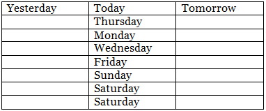 Worksheet: Calendar - 1 | Mental Maths - Class 1