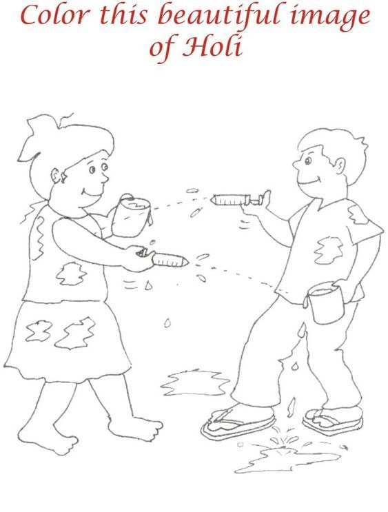 Printable Worksheet: Holi - 2 | Hands on Art & Craft - Class 1