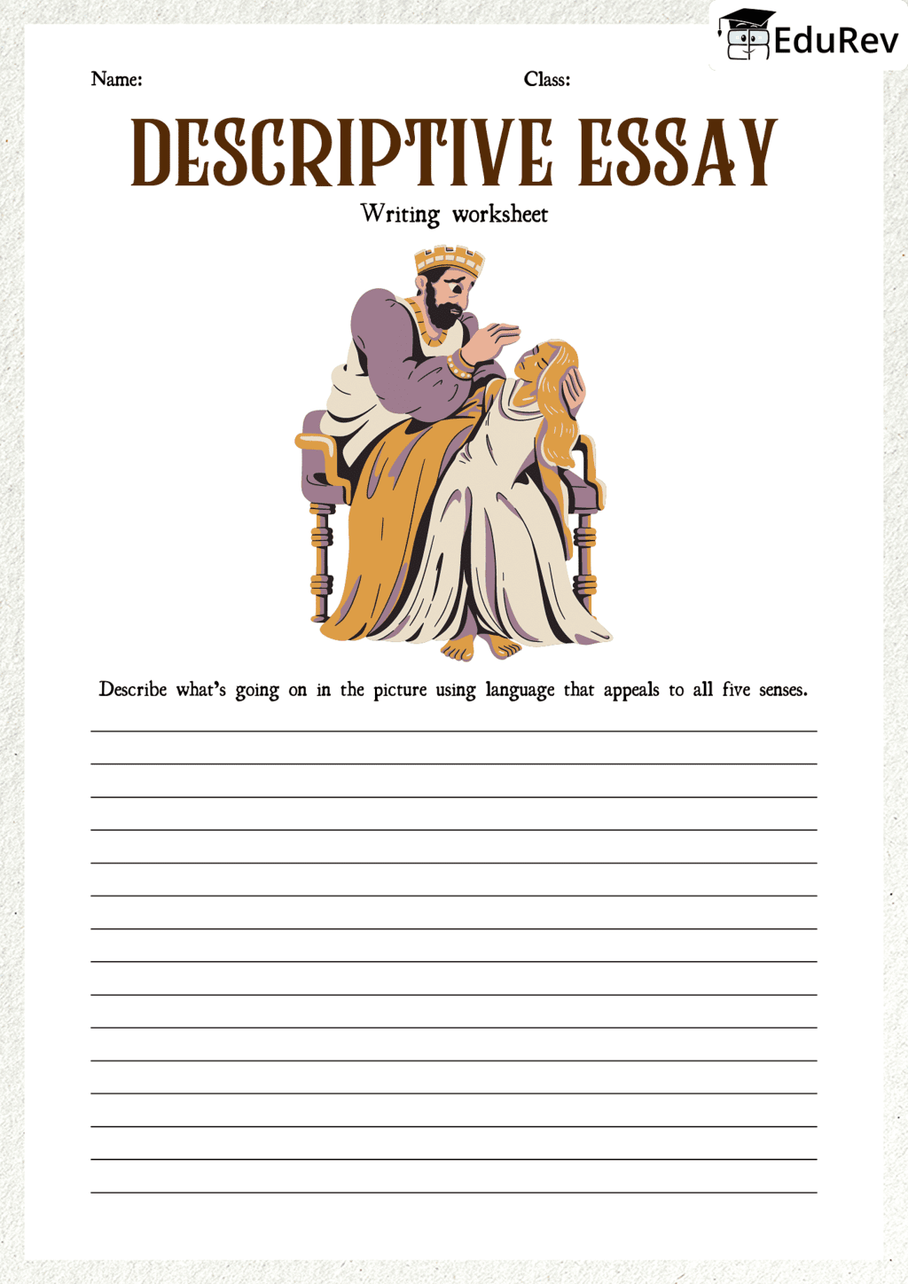 Printable worksheet: Describe the Image in form of Essay | Worksheets with Solutions for Class 5