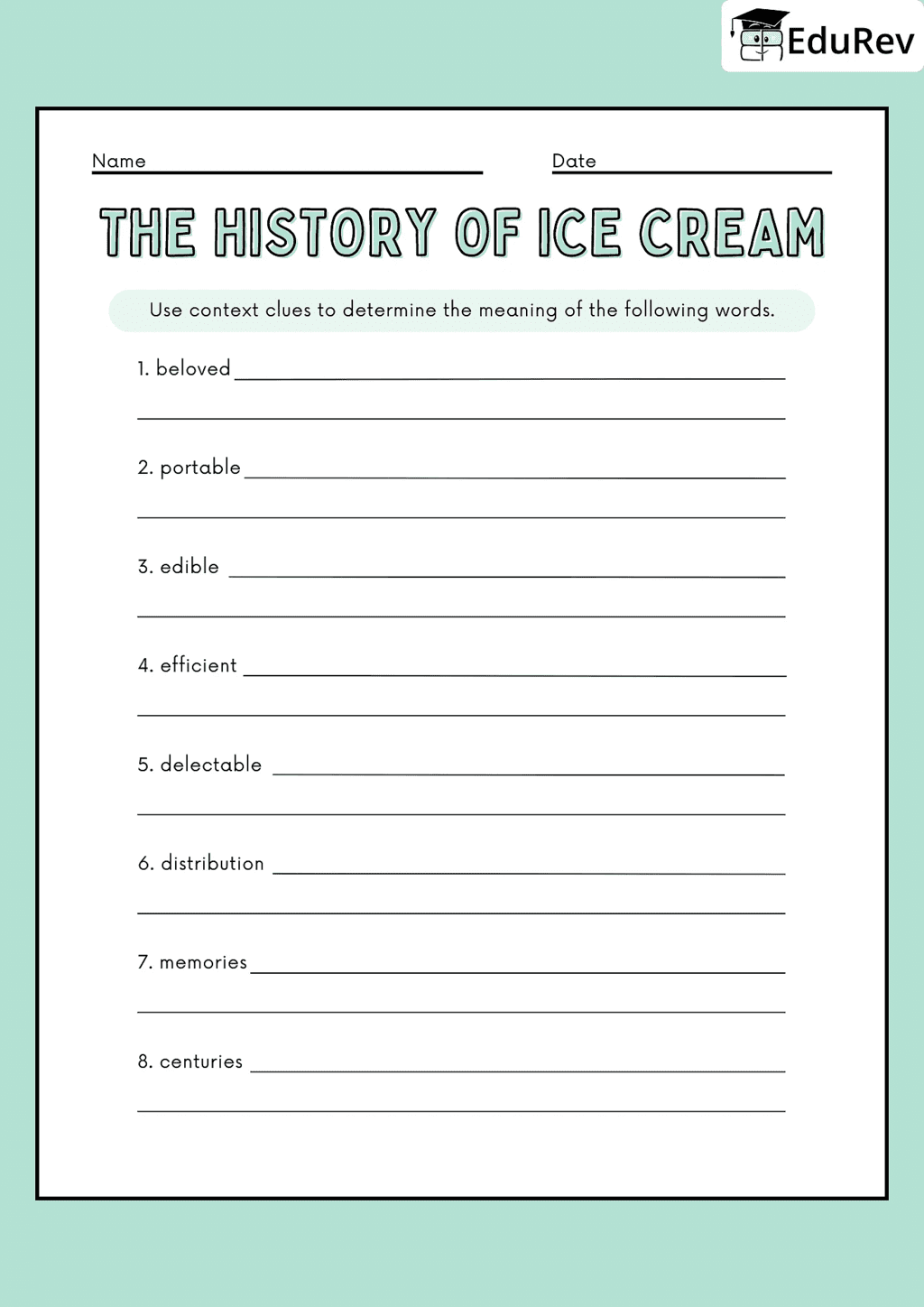 Printable worksheet: Ice Cream | Worksheets with Solutions for Class 5