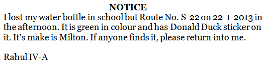Worksheet Solutions: Notice Writing - 1 | Worksheets with Solutions for Class 5