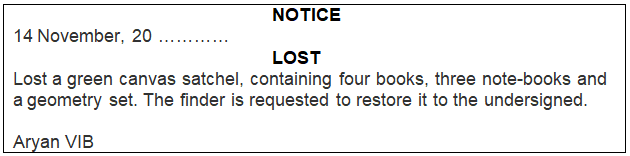 Notice Writing - Class 6 PDF Download
