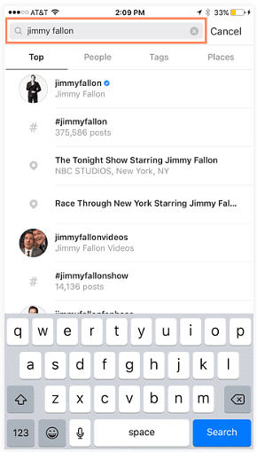 Searching Instagram
